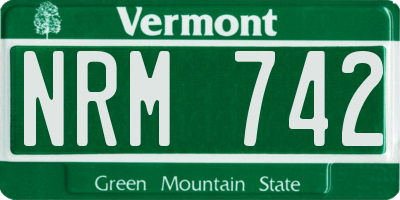 VT license plate NRM742