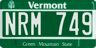 VT license plate NRM749