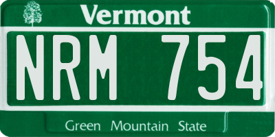VT license plate NRM754