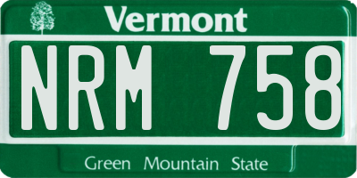VT license plate NRM758