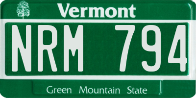 VT license plate NRM794