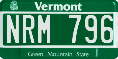 VT license plate NRM796
