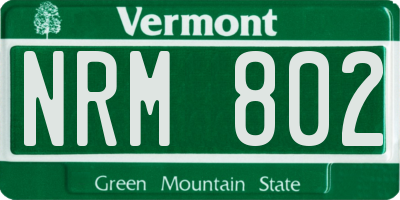 VT license plate NRM802