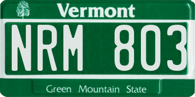 VT license plate NRM803