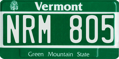 VT license plate NRM805