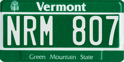 VT license plate NRM807