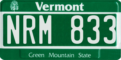 VT license plate NRM833