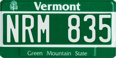 VT license plate NRM835