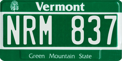 VT license plate NRM837