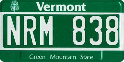 VT license plate NRM838