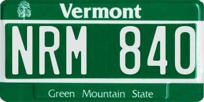 VT license plate NRM840