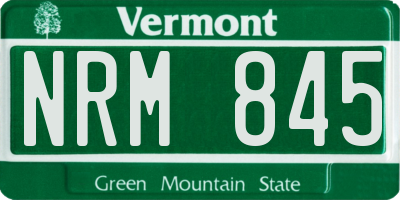 VT license plate NRM845