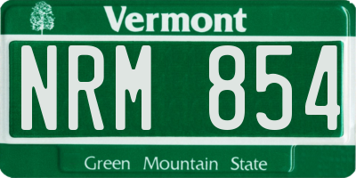 VT license plate NRM854