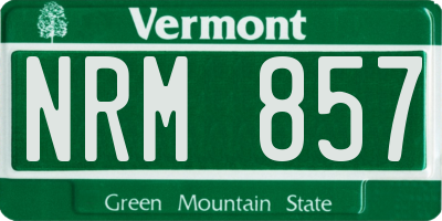 VT license plate NRM857