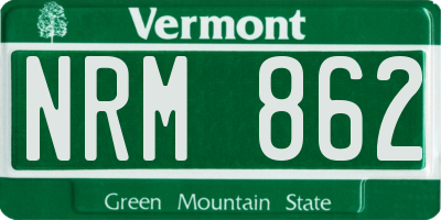 VT license plate NRM862