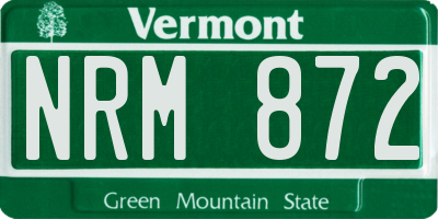 VT license plate NRM872