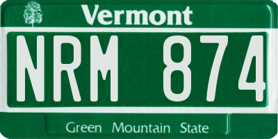VT license plate NRM874