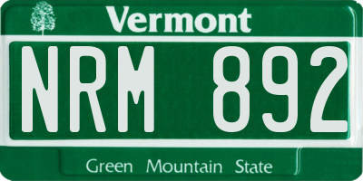 VT license plate NRM892