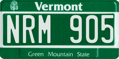 VT license plate NRM905
