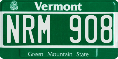 VT license plate NRM908