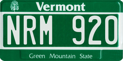 VT license plate NRM920