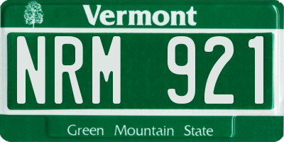 VT license plate NRM921