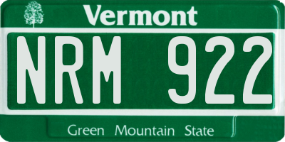 VT license plate NRM922