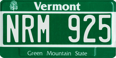VT license plate NRM925