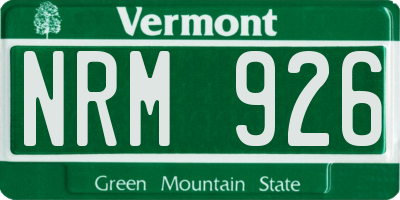 VT license plate NRM926