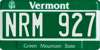 VT license plate NRM927