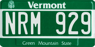 VT license plate NRM929