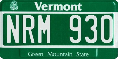 VT license plate NRM930