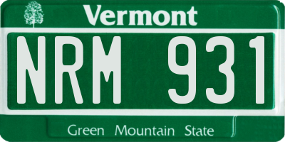 VT license plate NRM931