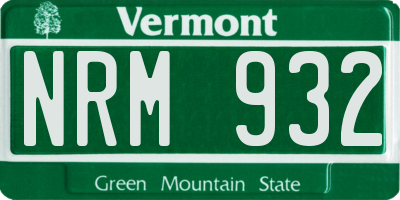 VT license plate NRM932