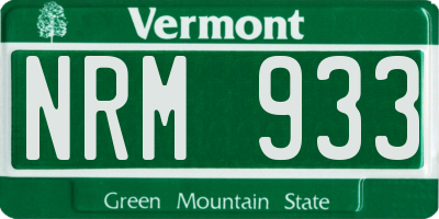 VT license plate NRM933