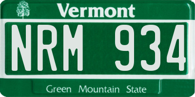VT license plate NRM934
