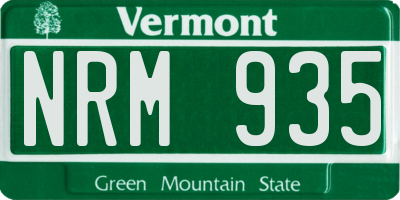VT license plate NRM935