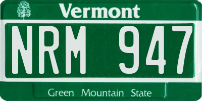 VT license plate NRM947