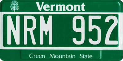 VT license plate NRM952