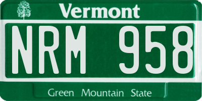 VT license plate NRM958