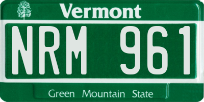 VT license plate NRM961