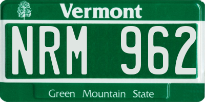 VT license plate NRM962
