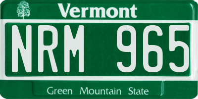 VT license plate NRM965