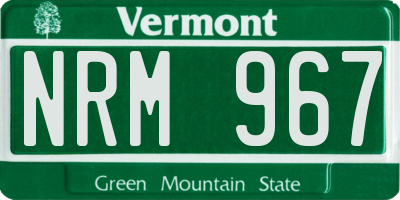 VT license plate NRM967