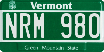 VT license plate NRM980