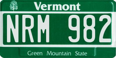 VT license plate NRM982