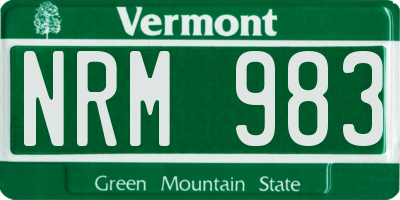 VT license plate NRM983