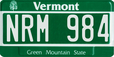 VT license plate NRM984