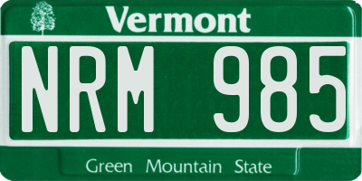 VT license plate NRM985
