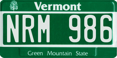 VT license plate NRM986
